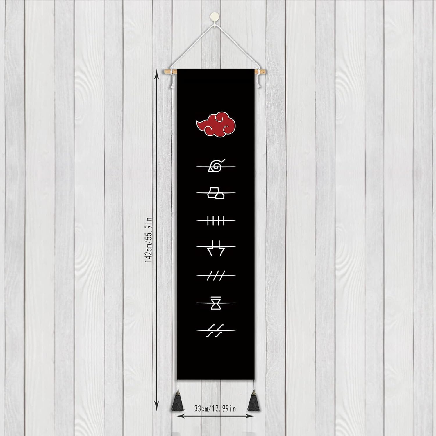 Kakemono Naruto Akatsuki en tissu avec bandeau Nukenin 142 x 33 cm – Image 3