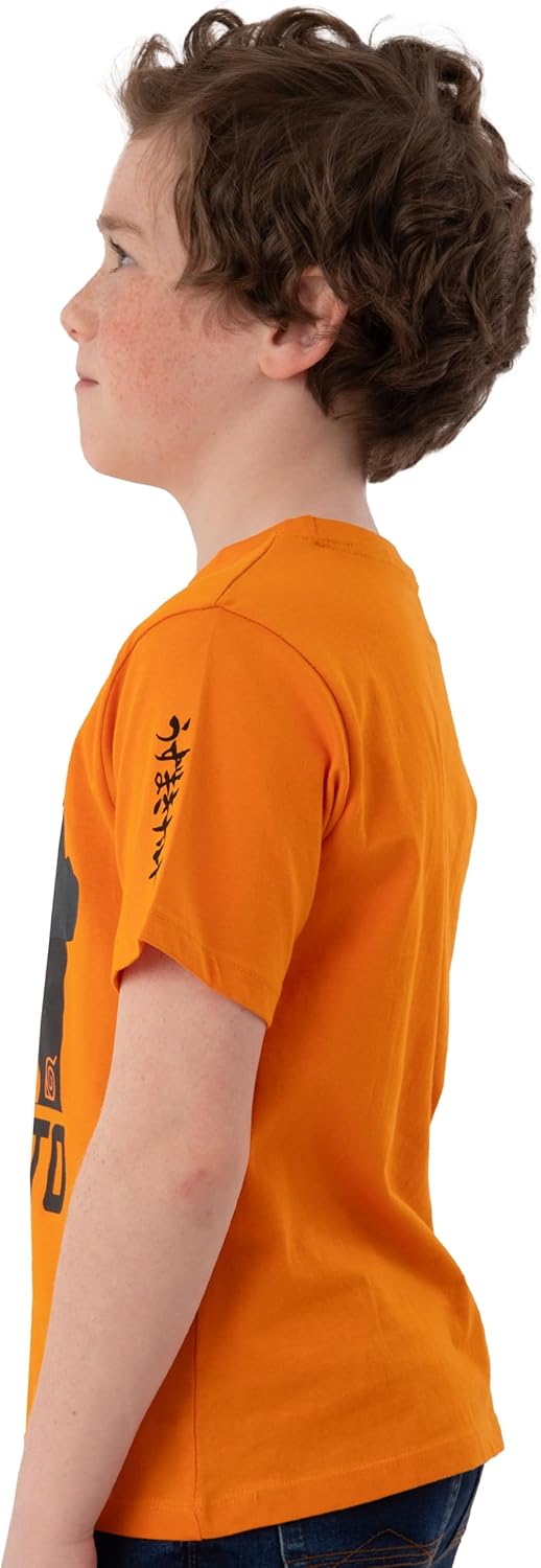 T-shirt garçon Naruto Uzumaki avec caractères japonais noirs – Image 4