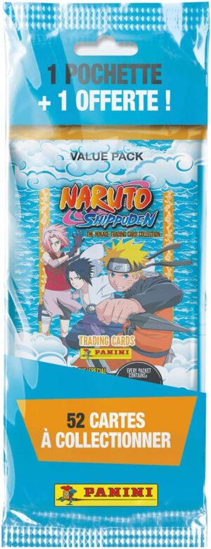 Pack Fat Pack Naruto Panini avec 1 pochette offerte et 52 cartes