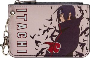 Portefeuille Naruto Itachi Uchiha Akatsuki gris avec poche à monnaie zippée
