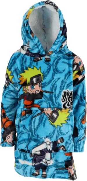 Sweat oversize bleu en polaire Naruto et Sasuke pour enfant