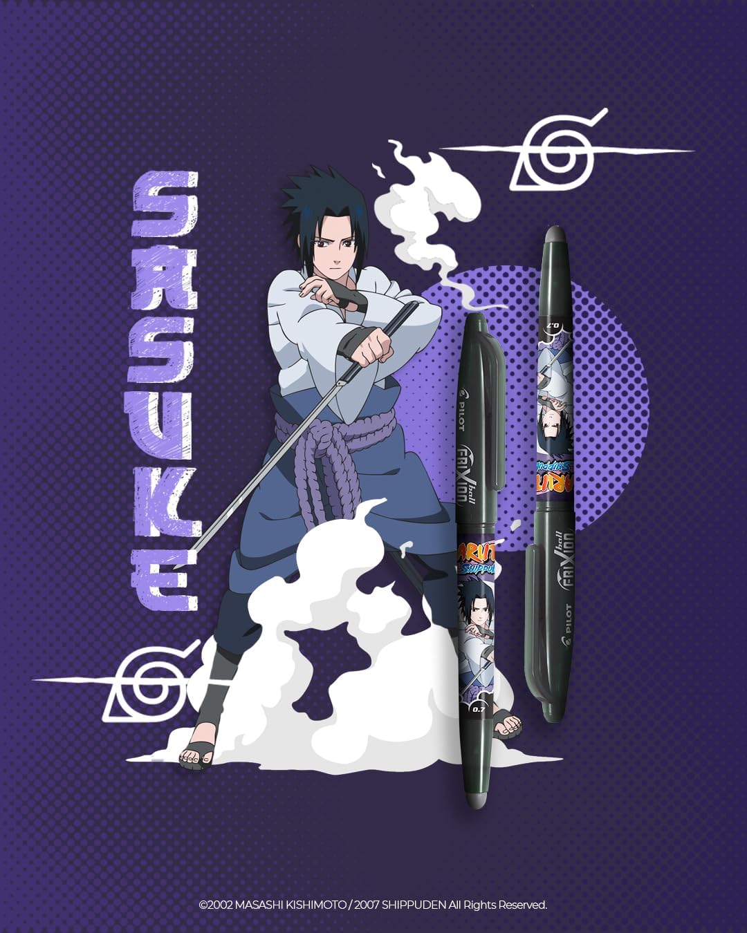 Stylo roller rechargeable FriXion Ball Naruto Shippuden noir, pointe moyenne – Image 4