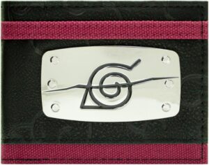 Portefeuille Naruto bi-fold noir Akatsuki Konoha avec porte-carte et fenêtre ID