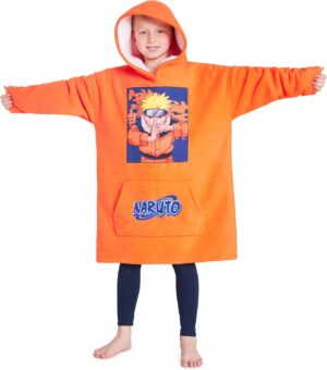 Poncho plaid Naruto enfant en polaire doublé sherpa