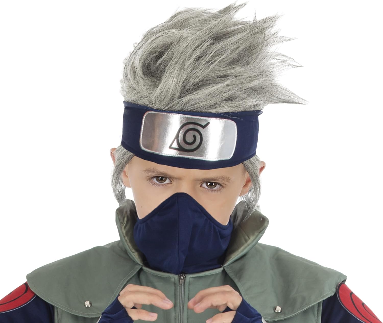 Perruque Naruto Kakashi Hatake gris argenté pour garçon