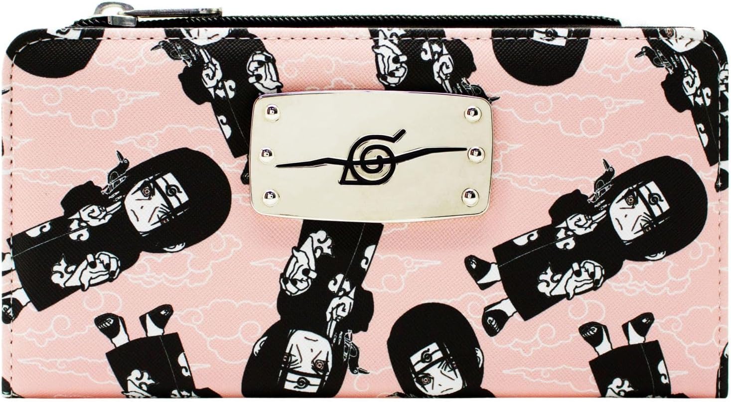 Portefeuille rose Naruto Itachi Uchiha avec poche à monnaie et porte-cartes – Image 2