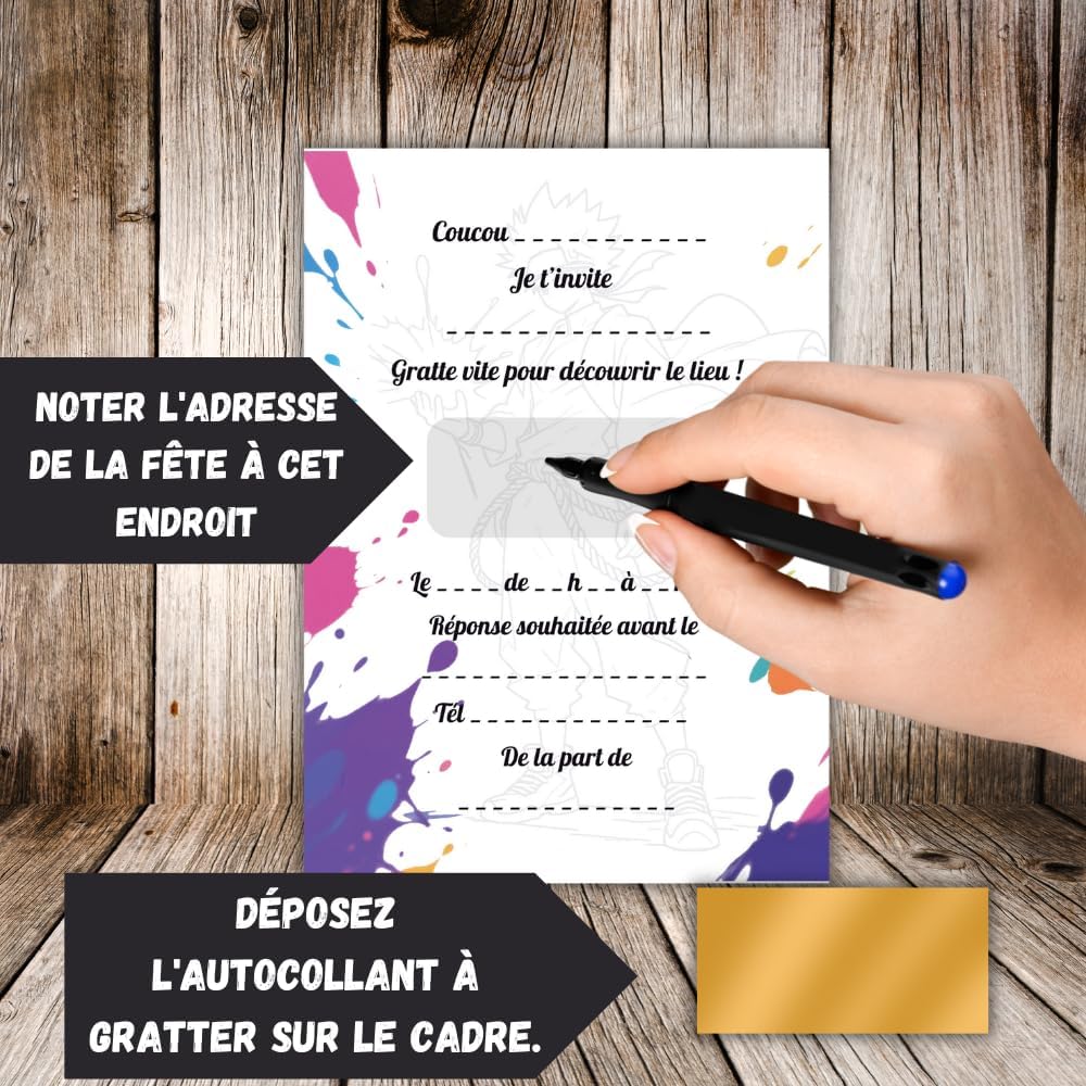 Invitations Naruto à gratter avec enveloppes, lot de 10 – Image 3