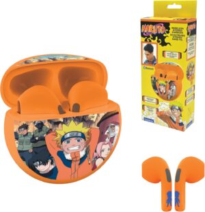 Écouteurs stéréo sans fil Naruto avec commandes tactiles et boîtier de recharge