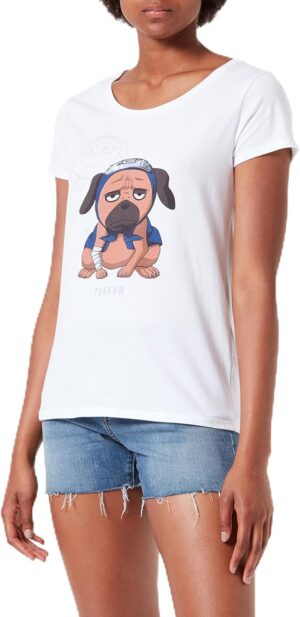 T-shirt femme Naruto Pakkun blanc en coton