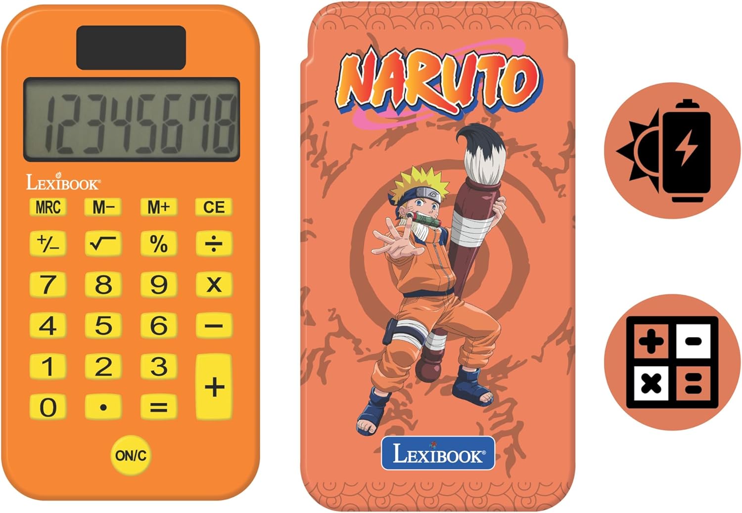 Calculatrice de poche Naruto orange avec couvercle, Lexibook C45NA – Image 2