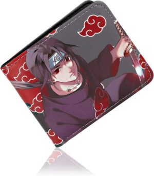 Portefeuille Naruto Itachi Uchiha mince en cuir synthétique