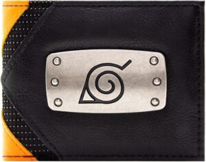 Porte-cartes bi-fold Naruto Konoha Uzumaki orange avec emplacement ID
