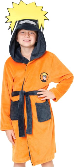 Peignoir Naruto Shippuden enfant polaire à capuche avec ceinture