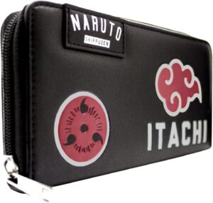 Pochette porte-cartes Naruto Itachi Akatsuki Sharingan noire
