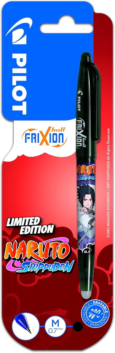 Stylo roller rechargeable FriXion Ball Naruto Shippuden noir, pointe moyenne