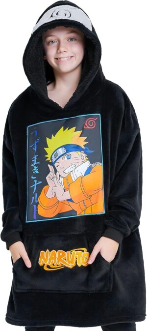 Sweat plaid oversize en polaire enfant Naruto