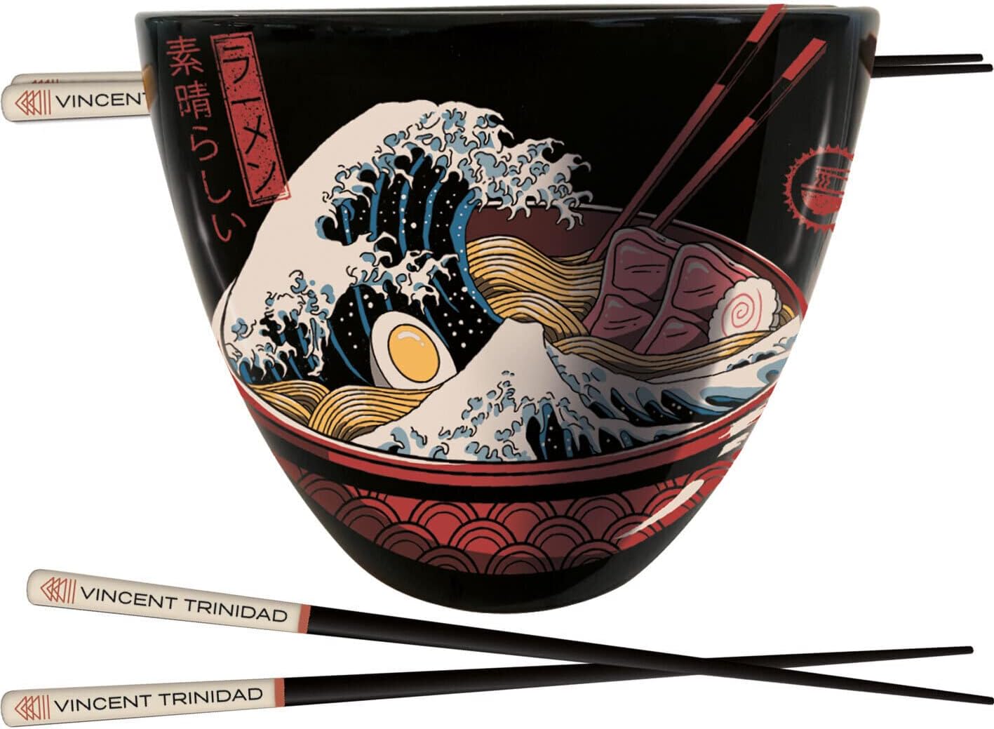 Ensemble bol à ramen Great Ramen Wave 532 ml avec baguettes Vincent Trinidad