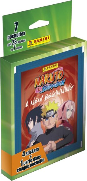 Blister Panini Naruto Shippuden 2 avec 7 pochettes, 28 stickers et 7 cartes