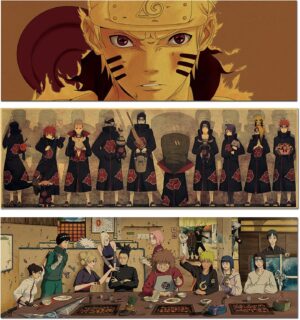 Lot de 3 affiches Naruto style B en papier kraft
