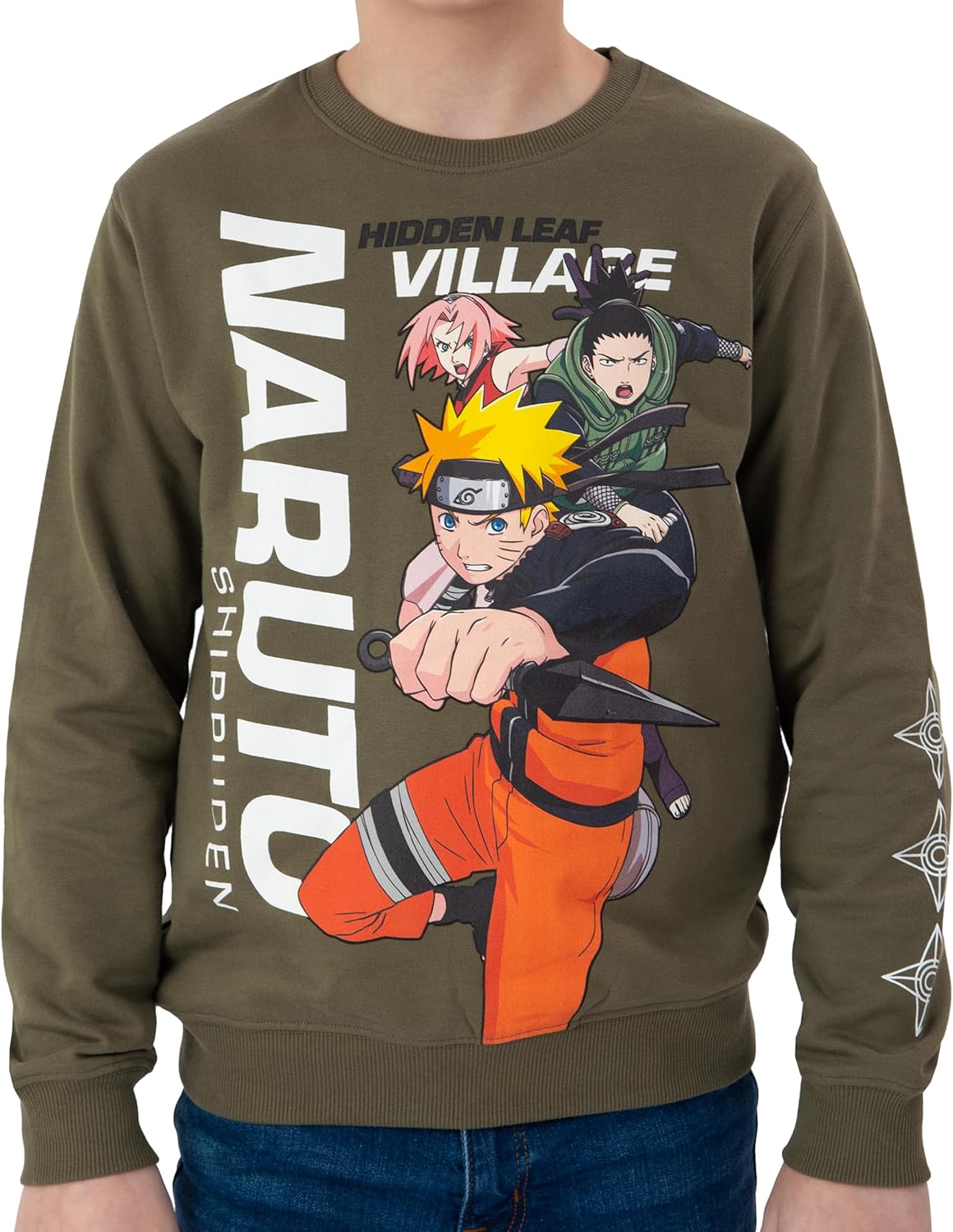 Sweat Naruto Shippuden garçon vert à manche étoilée – Image 3