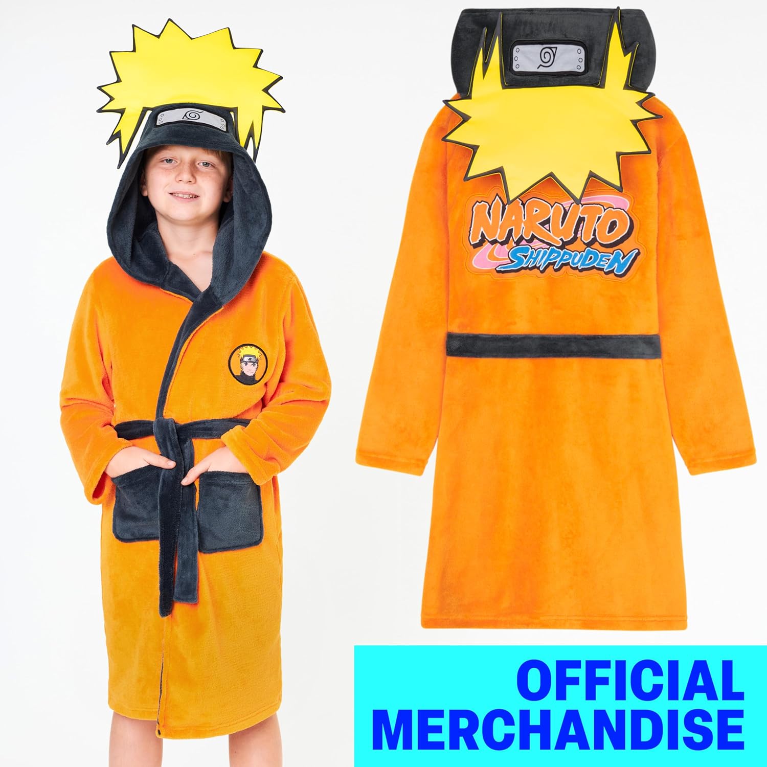 Peignoir Naruto Shippuden enfant polaire à capuche avec ceinture – Image 4