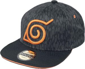 Casquette snapback noire à badge Naruto Shippuden en 100% coton