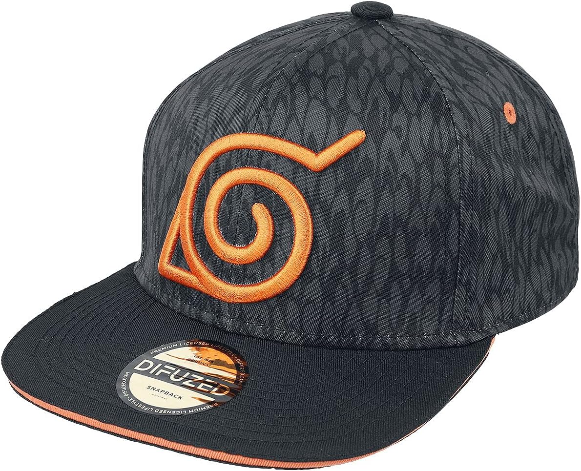 Casquette snapback noire à badge Naruto Shippuden en 100% coton