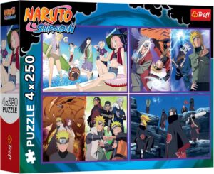 Naruto Shippuden, lot de 4 puzzles 4 x 250 pièces avec Naruto Uzumaki