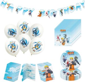 Set anniversaire Naruto avec Naruto, assiettes, serviettes, ballons et invitations