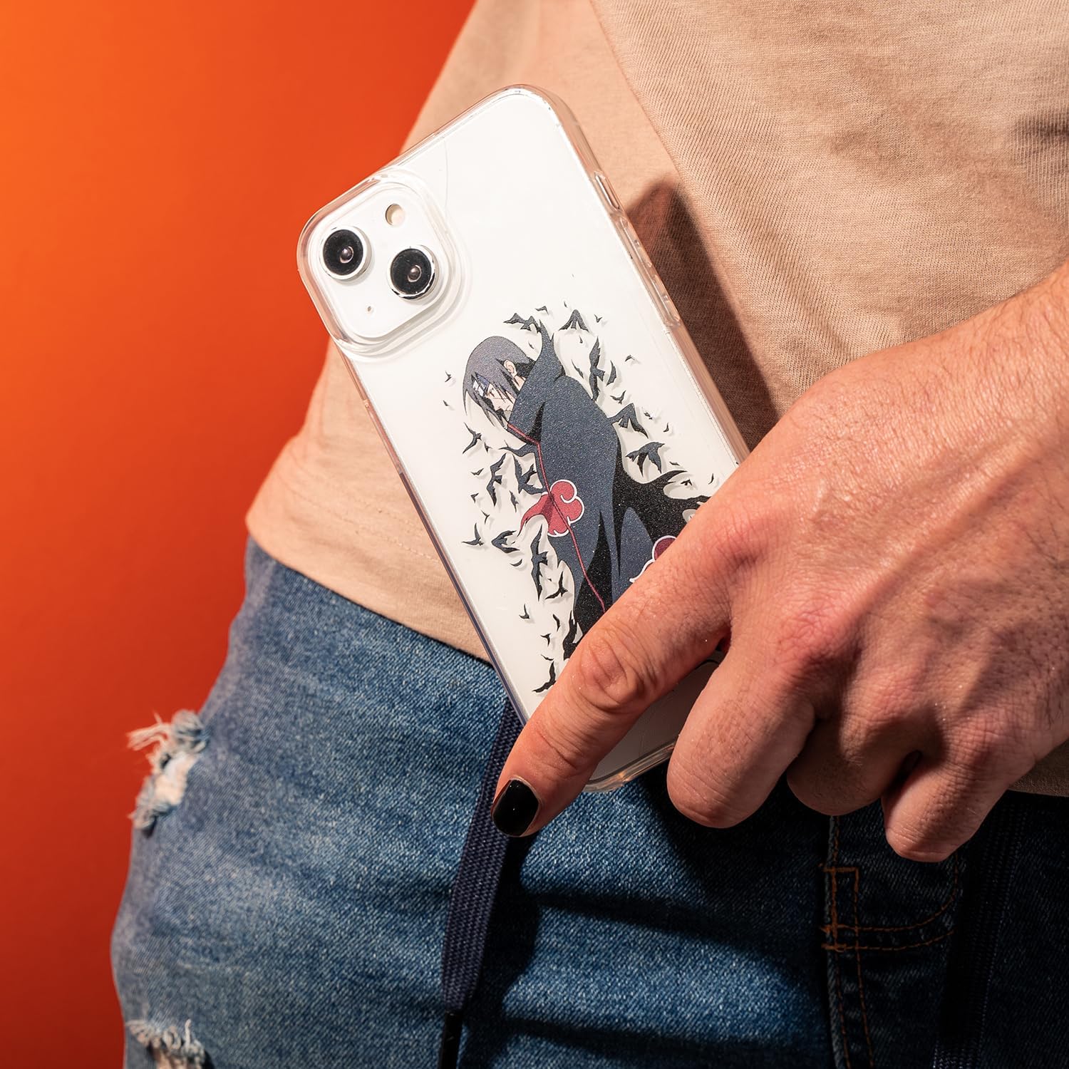 Coque Naruto Akatsuki en silicone liquide noir pour iPhone – Image 6