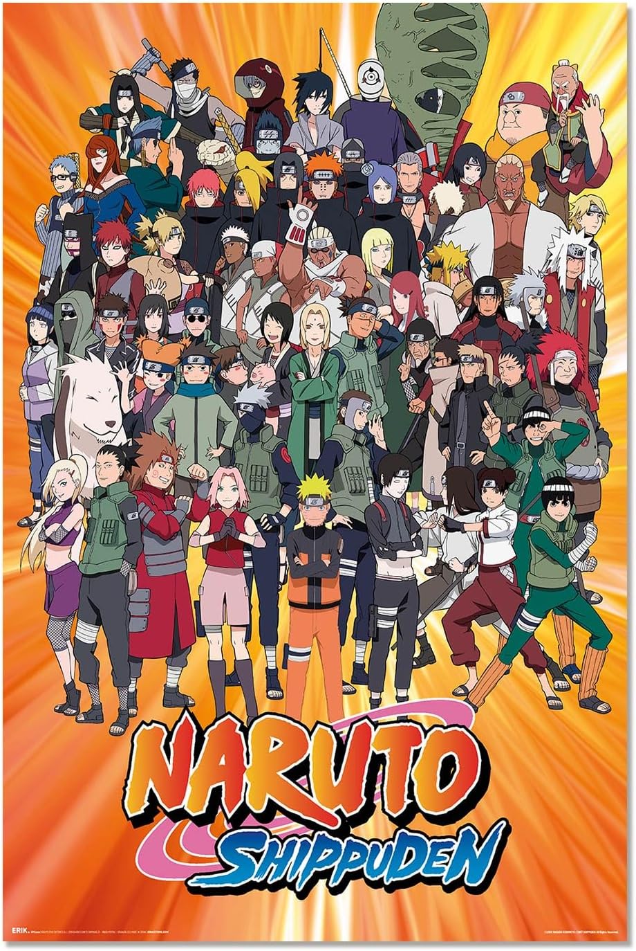Poster Naruto Shippuden enroulé 91,5 x 61 cm pour déco murale Naruto