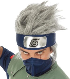 Perruque grise argentée Kakashi Hatake pour homme, cosplay Naruto