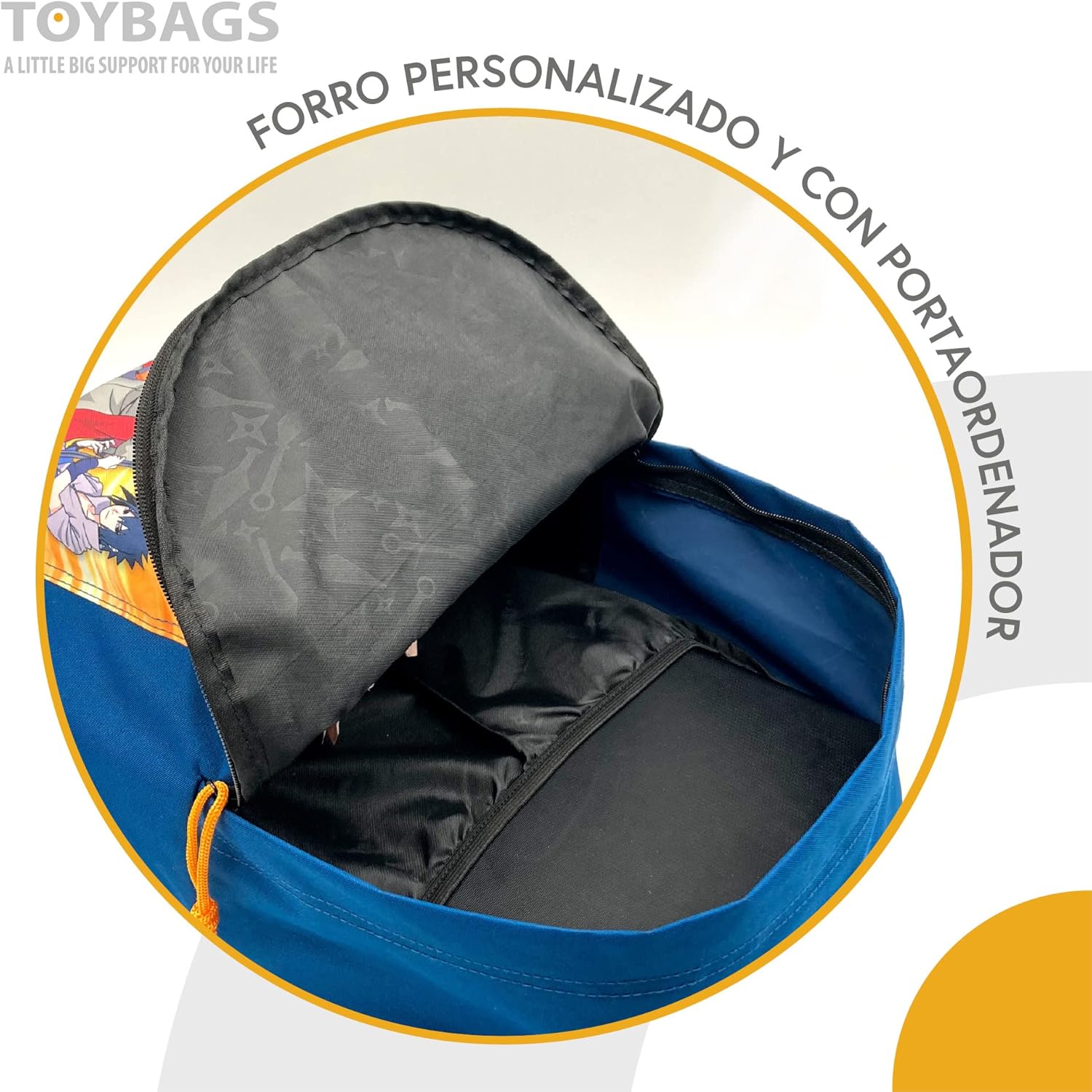 Sac à dos Naruto école avec compartiment ordinateur et intérieur doublé – Image 4