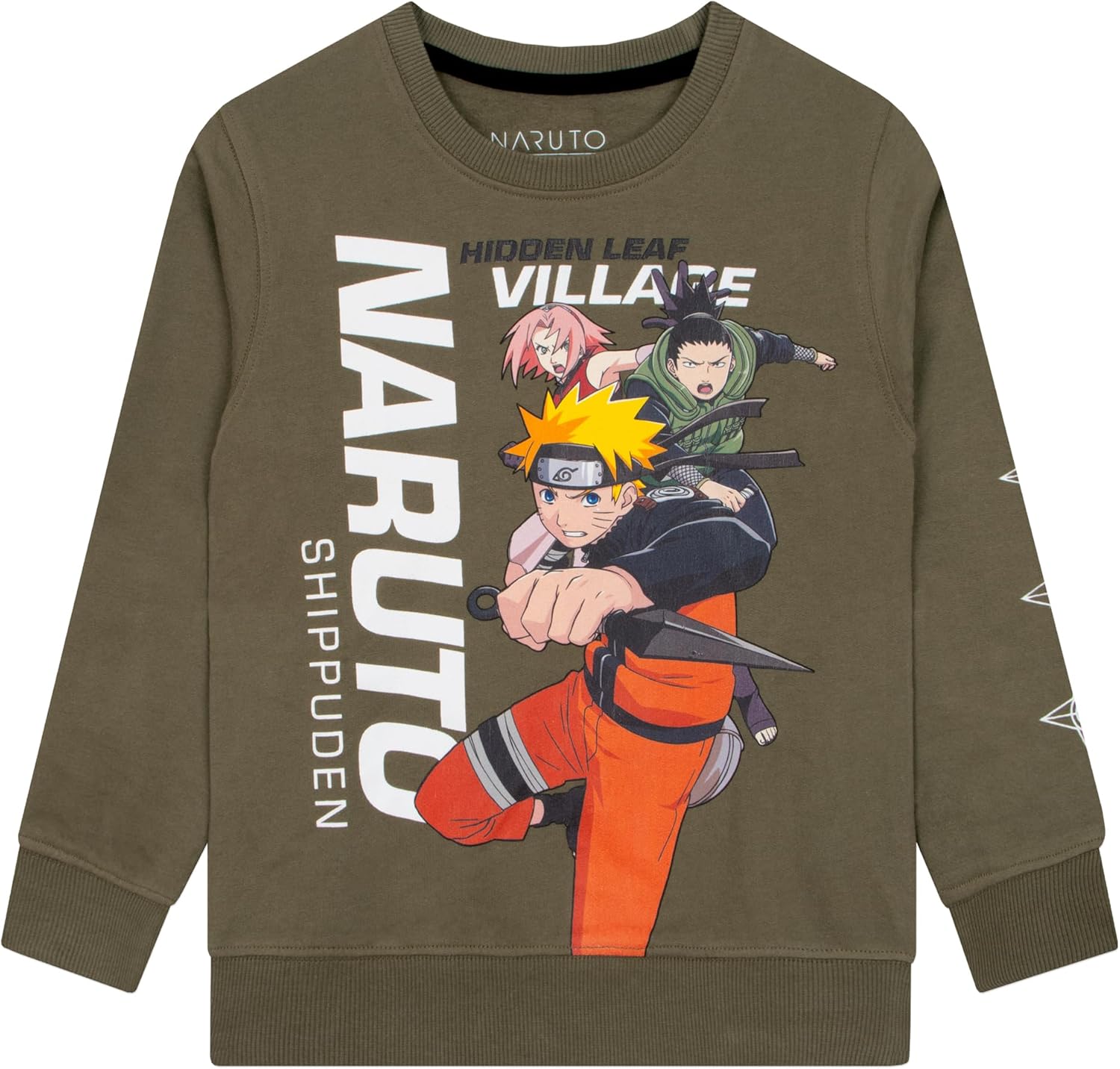 Sweat Naruto Shippuden garçon vert à manche étoilée