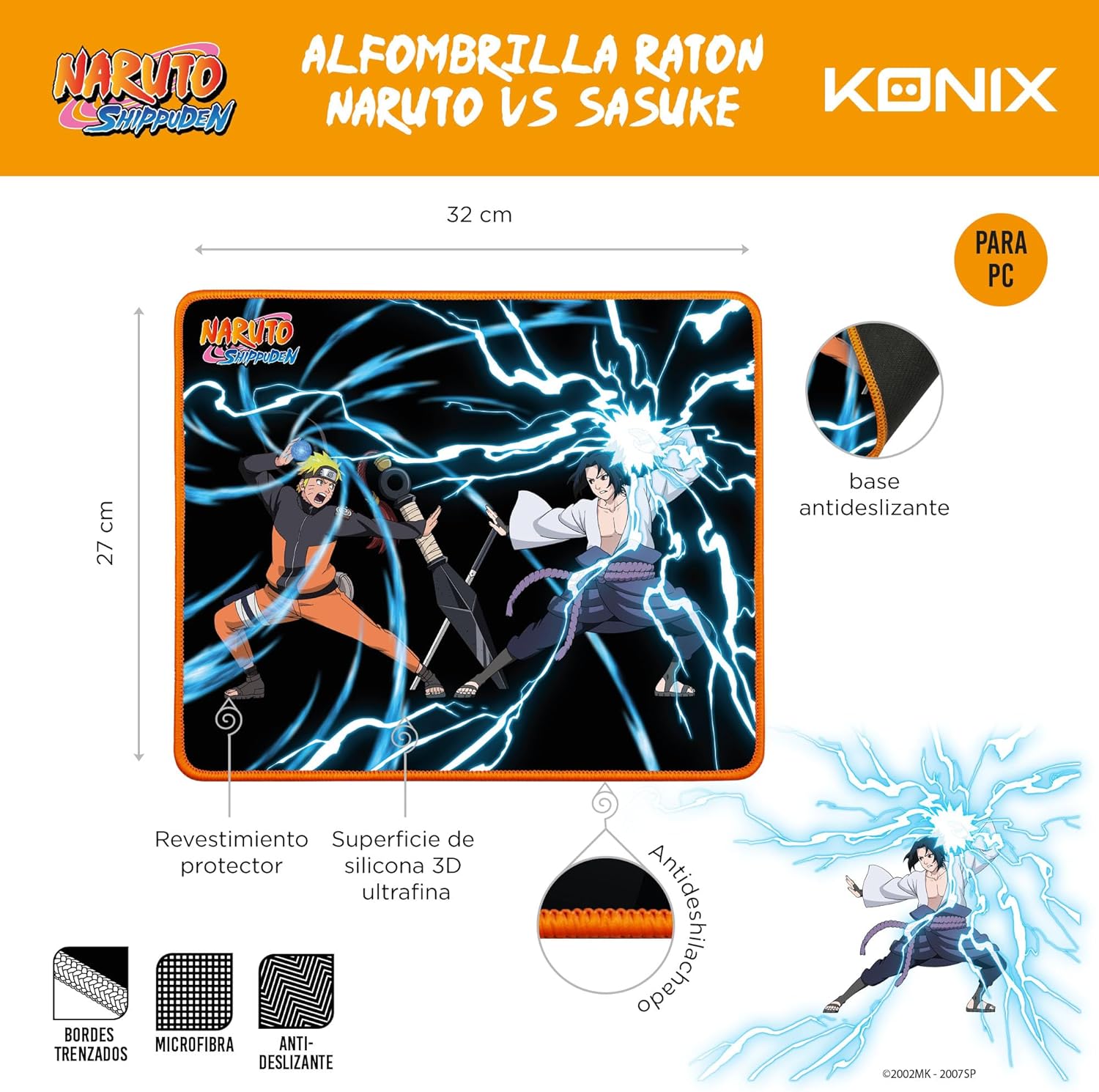 Tapis de souris Naruto Shippuden 32 x 27 cm, combat Naruto et Sasuke – Image 3