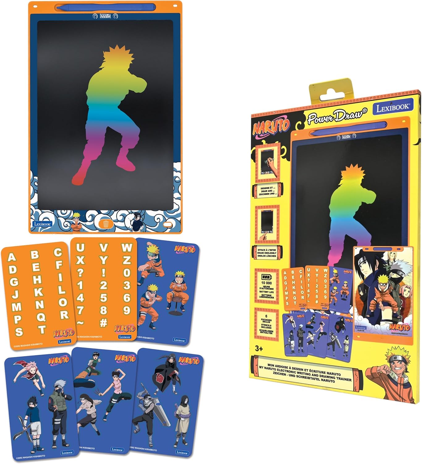 Ardoise magique Naruto Lexibook avec écran 28 cm et 6 pochoirs