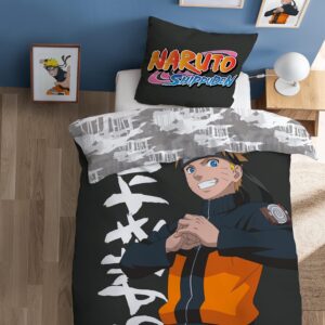 Parure de lit Naruto Uzumaki gris foncé 140x200+63x63cm