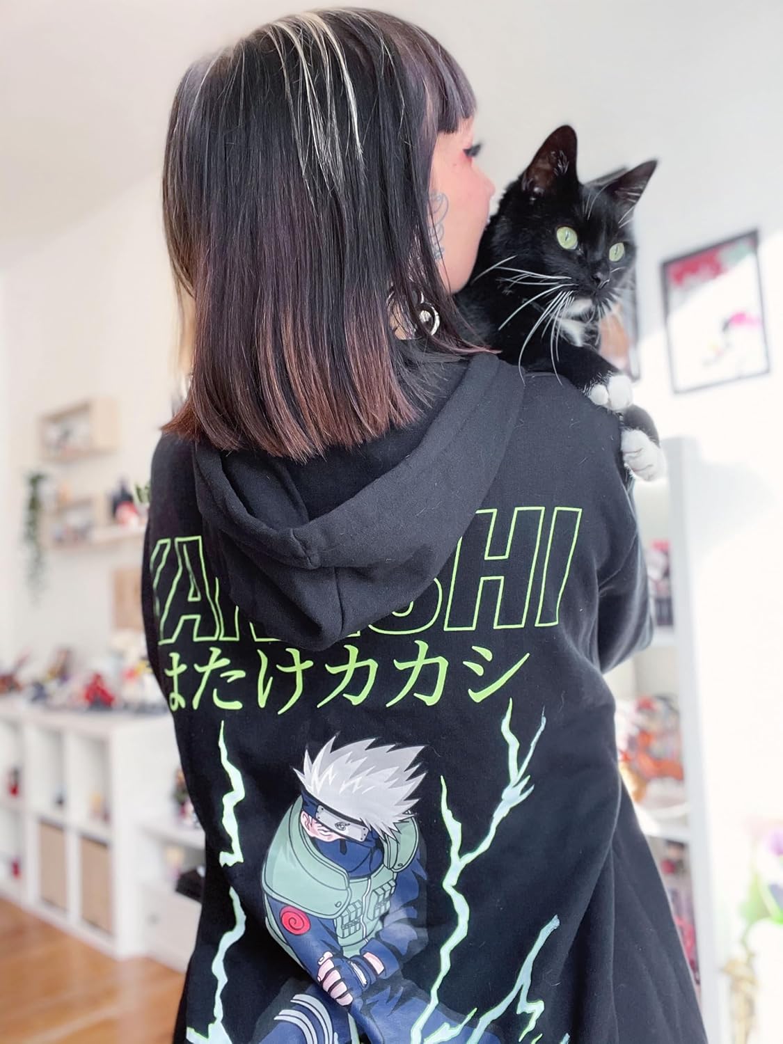 Sweat à capuche Naruto Kakashi Hatake en coton noir – Image 3