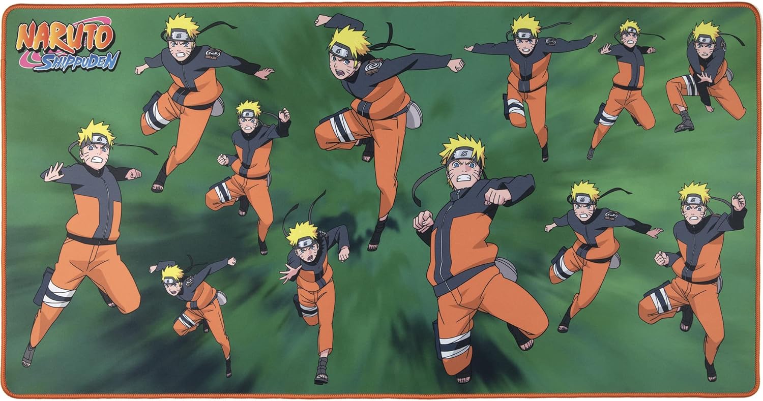 Tapis de souris gaming XXL Naruto Shippuden 90 x 46 cm, Multi Clonage Naruto vert