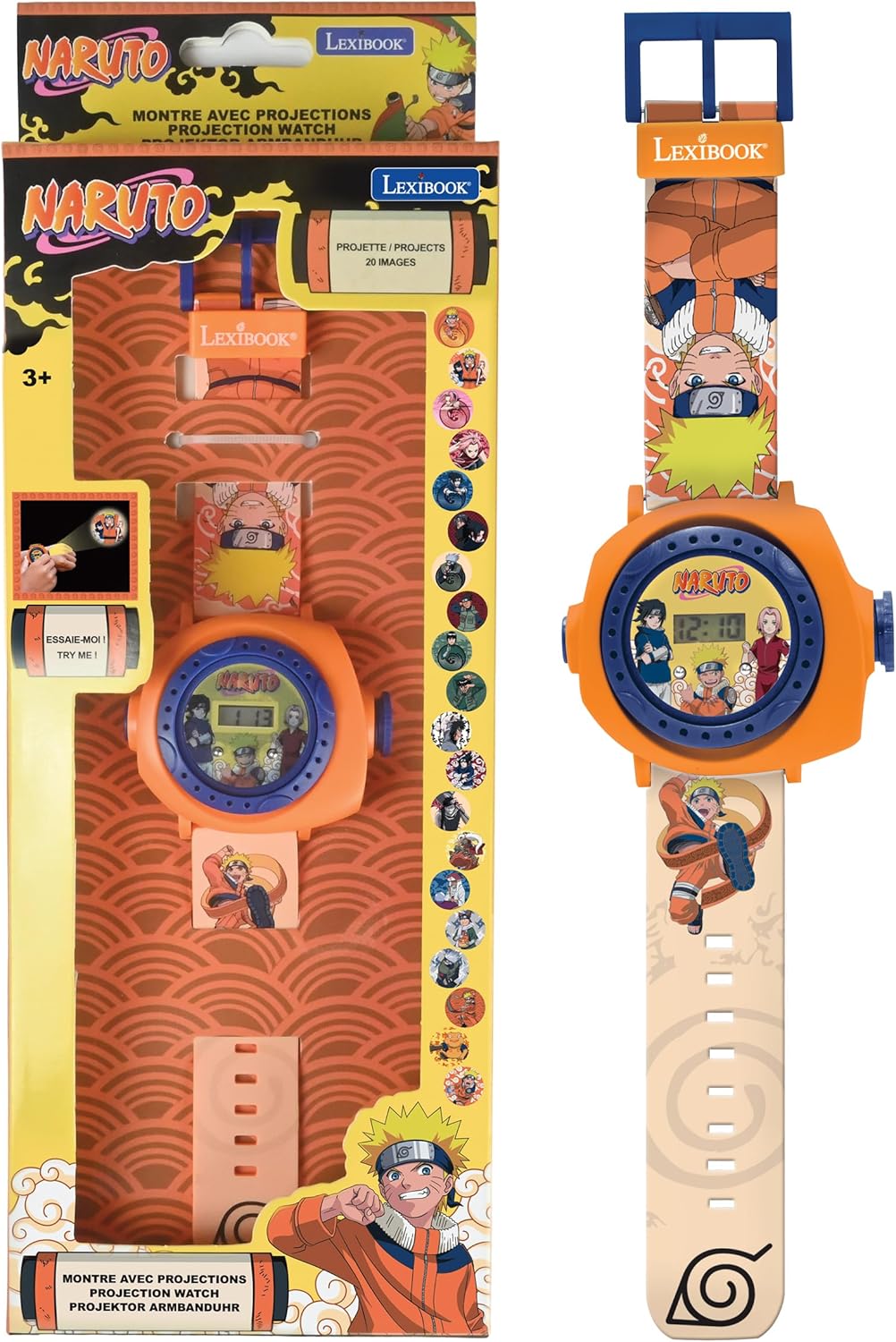 Montre digitale Naruto avec projecteur d'images et bracelet ajustable