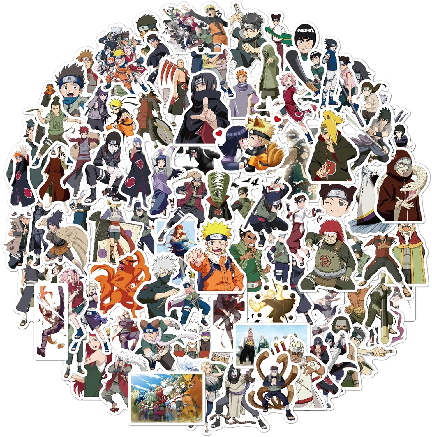 Autocollants Naruto en vinyle imperméables, lot de 100