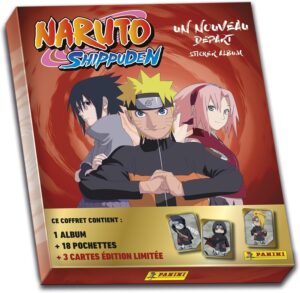Coffret Panini Naruto Shippuden 2 : album, 18 pochettes et 3 cartes