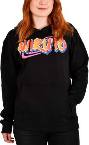 Hoodie oversize Naruto Uzumaki en coton noir unisexe