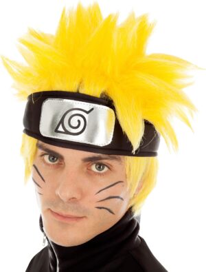 Perruque Naruto Shippuden jaune pour homme, style Naruto