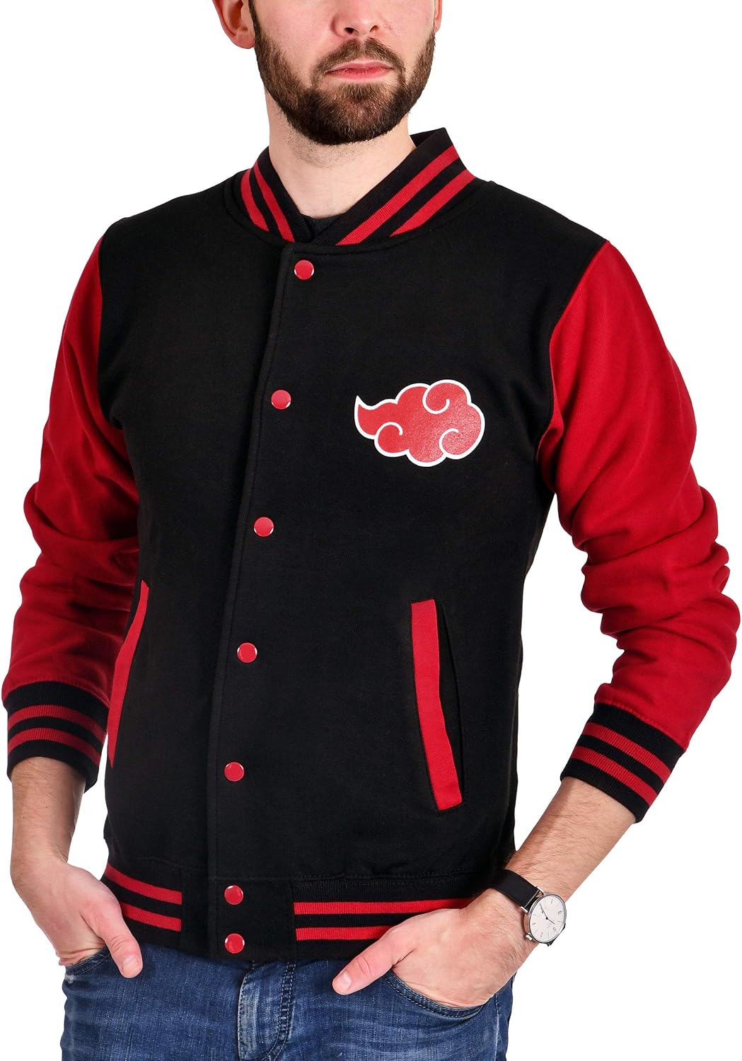 Veste collège Naruto Shippuden noir rouge symbole Akatsuki