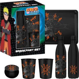Coffret cadeau Naruto avec bouteille isotherme, plateau métal, petite boîte et gobelet