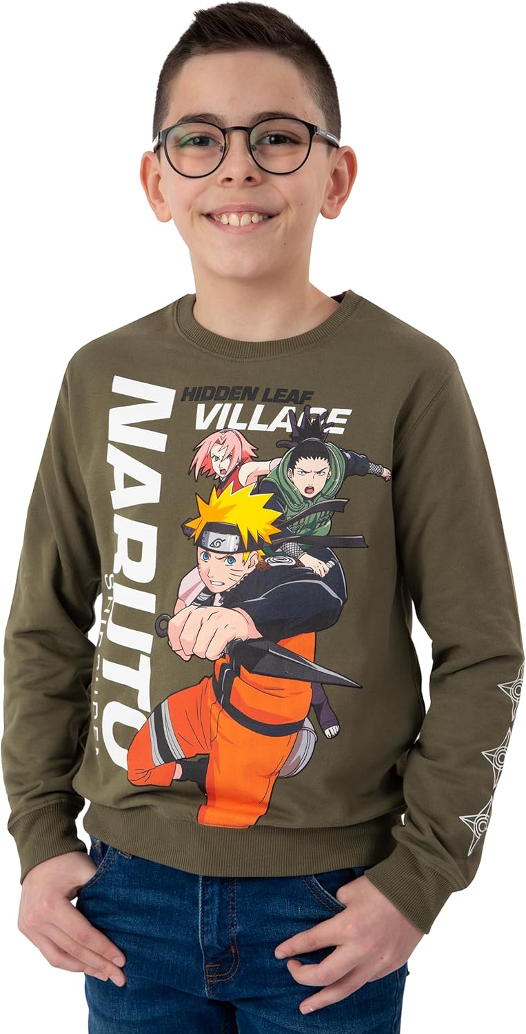 Sweat Naruto Shippuden garçon vert à manche étoilée – Image 2
