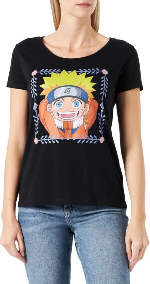 T-shirt femme Naruto noir Happy Valentine's Day WONARUTTS059
