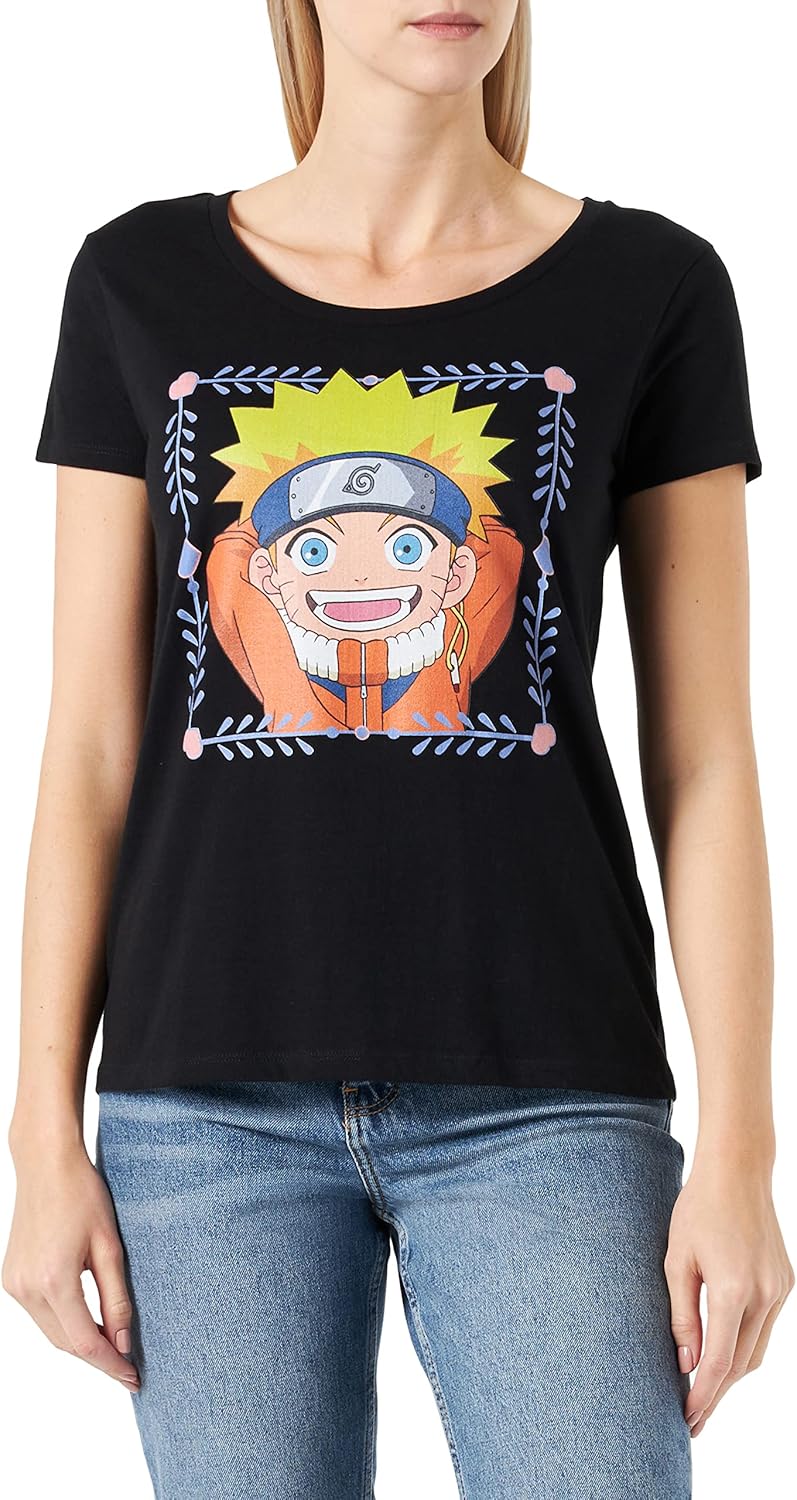 T-shirt femme Naruto noir Happy Valentine's Day WONARUTTS059