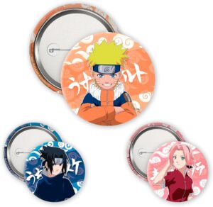 Pack de badges NARUTO avec Naruto, Sasuke et Sakura